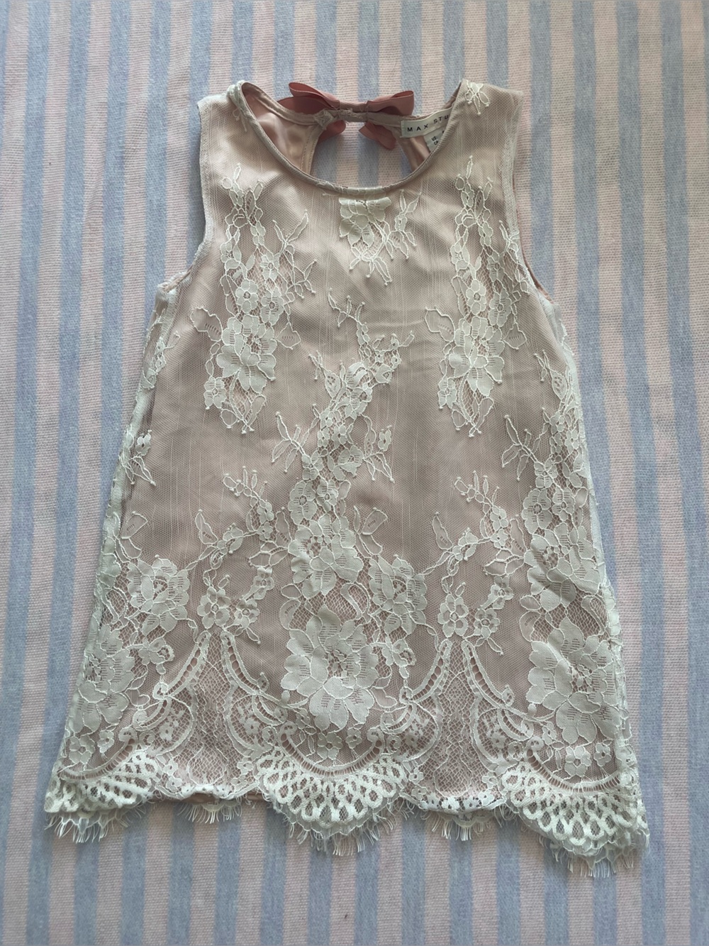 Max Studio Ivory Lace Chemise with Floral Embroidery